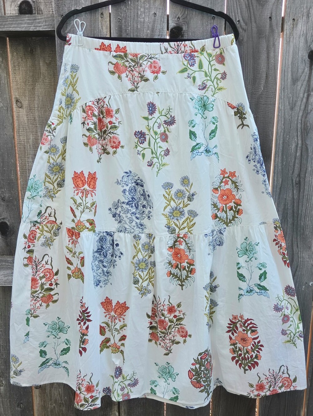 CeCe White Midi Maxi Skirt with Multicolor Floral Print NEW Unworn